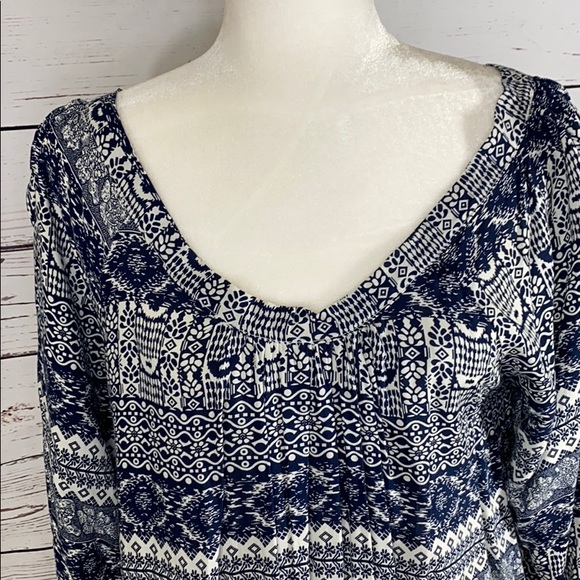 Altar’d State navy and white peasant blouse/dress - Picture 2 of 7